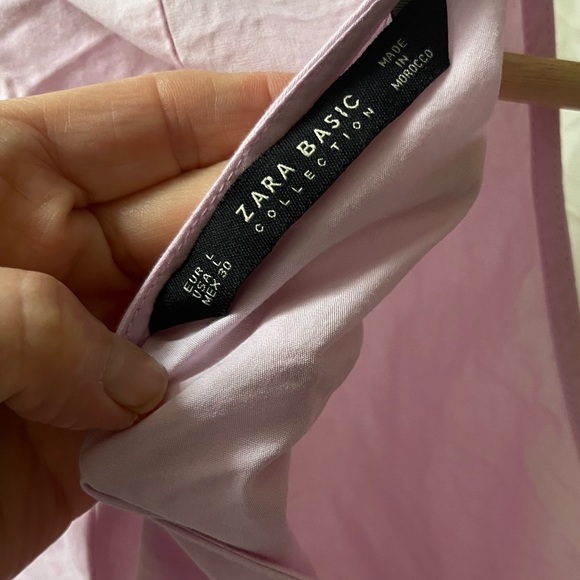 NWOT Zara Pink Cotton Bell Sleeves Cropped Blouse With Back Bow Details … - Picture 8 of 10